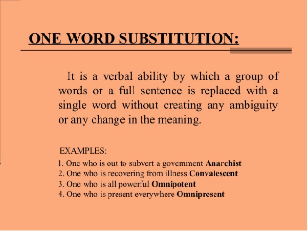 What Is One Word Substitution With Examples