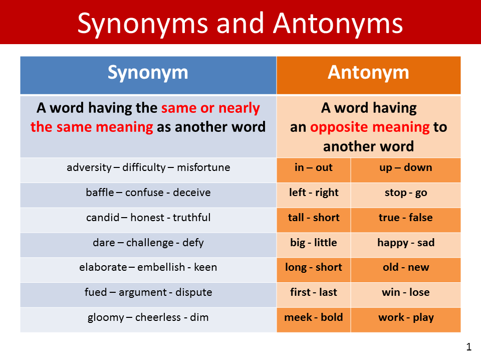 Synonyms and Antonyms