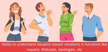 Ability to understand situation-based variations in functions like requests, Refusals, Apologies, etc.